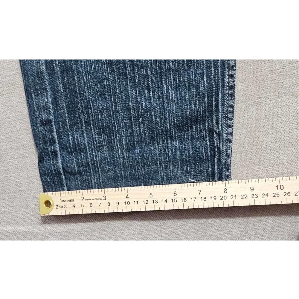 Levis 505 Regular Fit Straight Leg Jeans Blue Slub Denim Mens 34x31 Cut Off Hem*